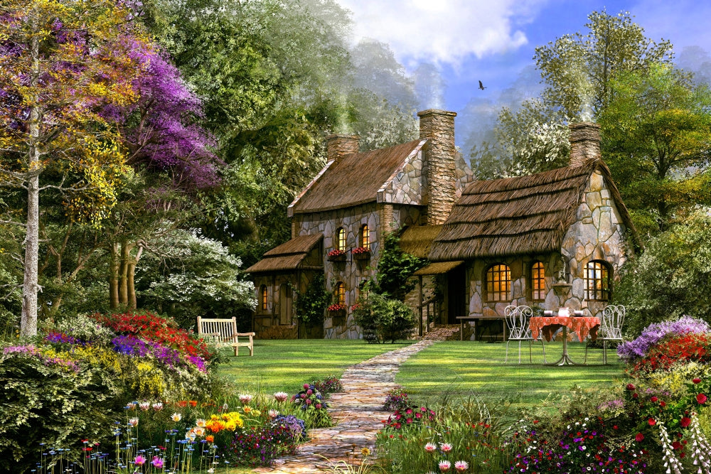 Old Flint Cottage Poster Print by Dominic Davidson showcasing rustic charm
