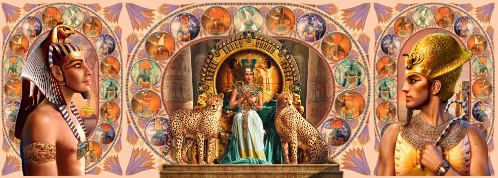 Farley Egyptian Triptych Poster Print by Andrew Farley showcasing ancient Egyptian art.