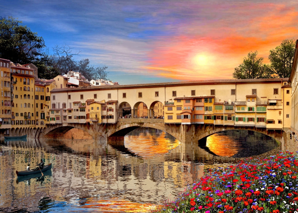 Florence Bridge Poster Print by Dominic Davidson, showcasing Italy's iconic architecture.
