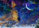 Moonlight Wolfpack Poster Print by Adrian Chesterman, showcasing a wolf pack under moonlight.