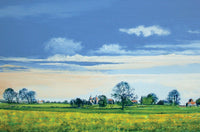 Golden Green Oats Poster Print by Steve Crisp featuring a vibrant field of oats.