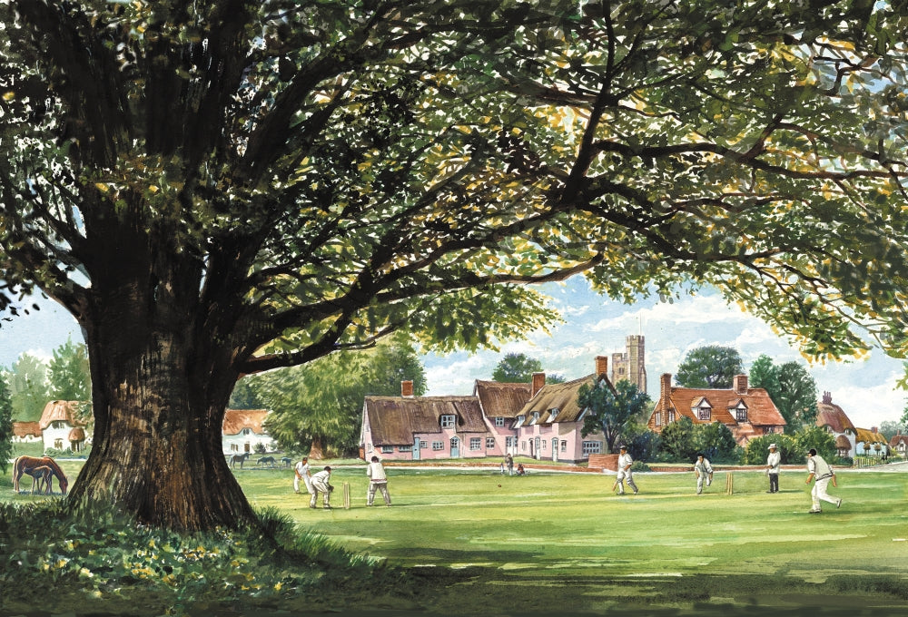 Last Ball Before Tea poster print by Steve Crisp, cricket artwork