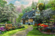 Cottage Pup Poster Print featuring a charming dog illustration by Dominic Davidson.
