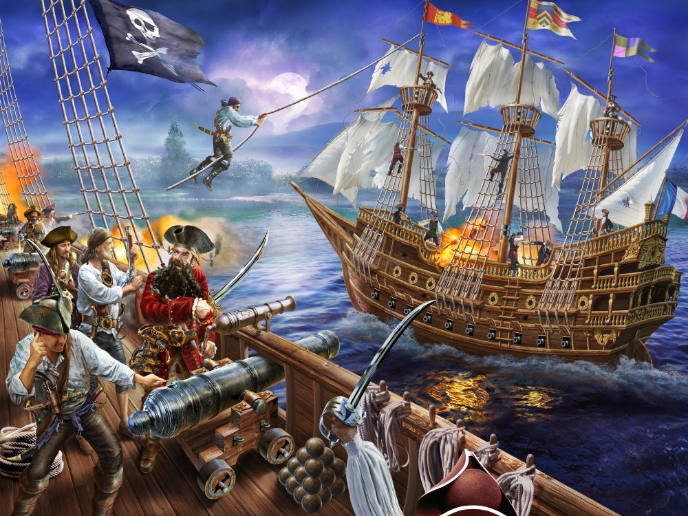 Blackbeard Poster Print - Variant 1 by Adrian Chesterman, showcasing a detailed illustration of the legendary pirate.