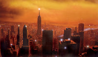 New York Sunset Poster Print by Steve Crisp showcasing vibrant sunset colors.