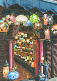 La Lampareria, Albacin, Granada Poster Print by Richard Harpum featuring vibrant colors and intricate details.
