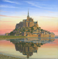Mont Saint Michel Morn Poster Print by Richard Harpum showcasing serene morning light.