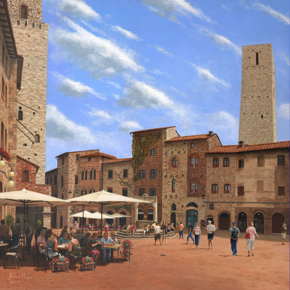 Piazza della Cisterna, San Gimignano, Tuscany Poster Print