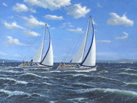 Running Close Hauled Poster Print by Richard Harpum featuring a sailboat.