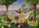 Puppies and Butterflies poster print by Adrian Chesterman, colorful art featuring playful puppies and butterflies.