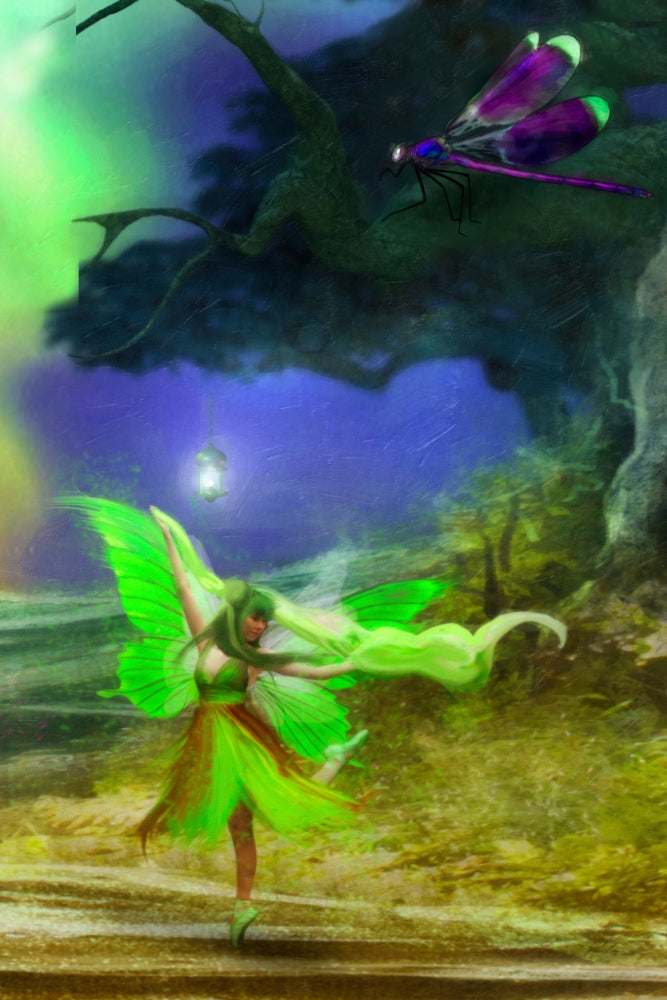 Lime Aurora Dancer Poster Print by Aimee Stewart showcasing vibrant colors.