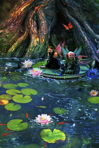 Butterfly Ball Pond Poster Print by Aimee Stewart showcasing butterflies over a serene pond.