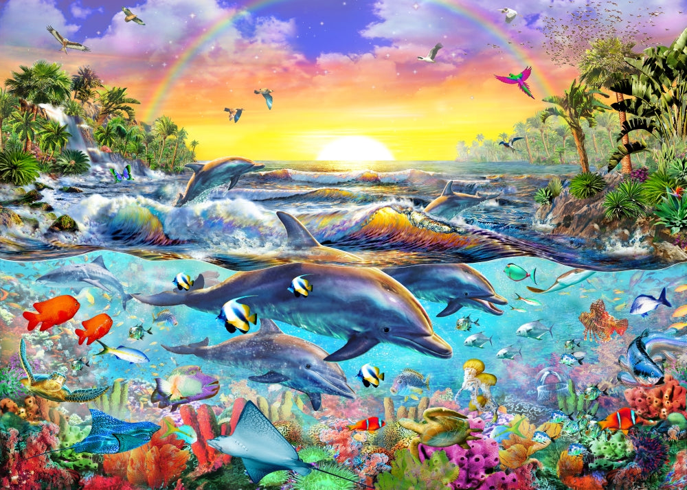 Tropical Cove Poster Print by Adrian Chesterman featuring lush greenery and tranquil waters.