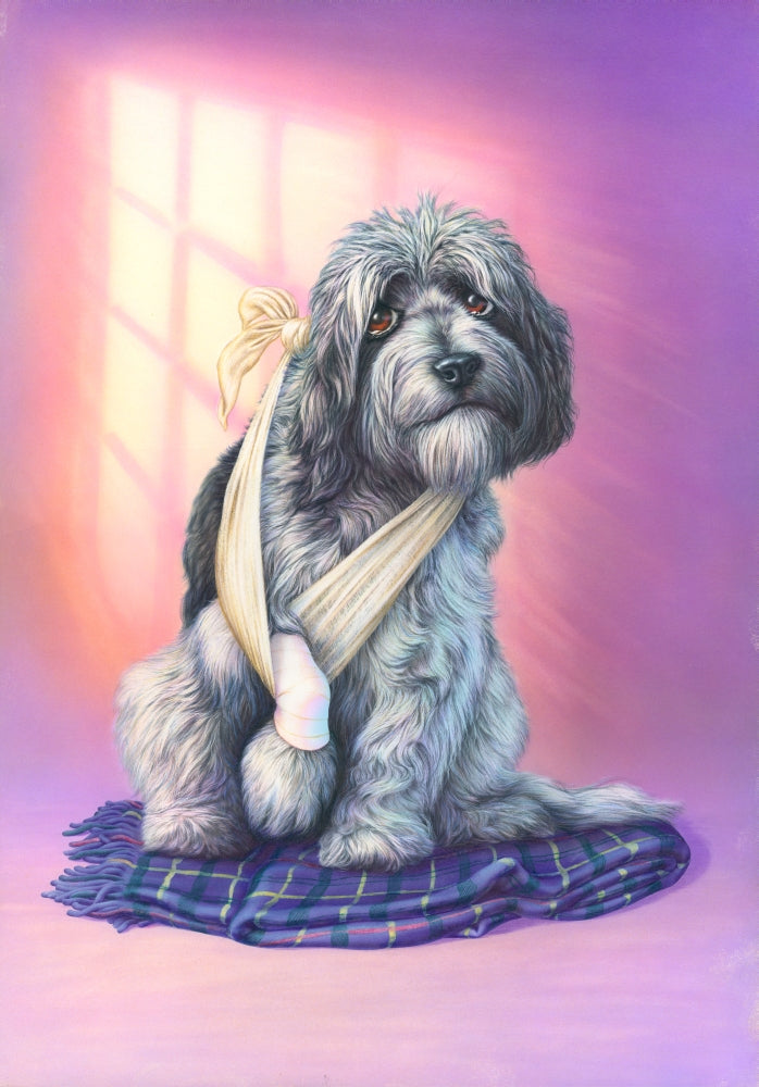 Poorly Paw Poster Print featuring playful pet design by Andrew Farley.
