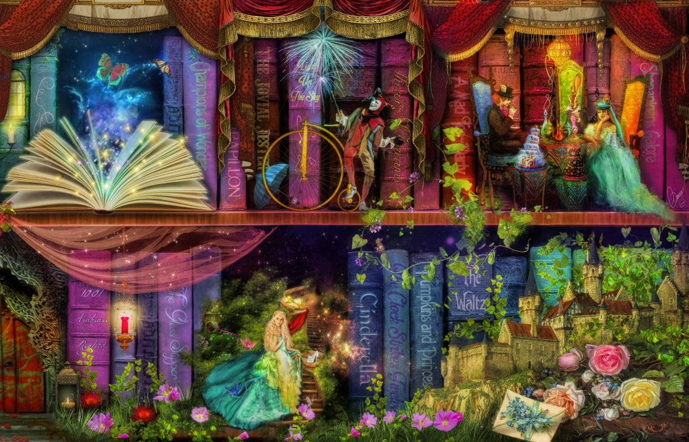 Treasure Hunt Book Shelf Poster Print by Aimee Stewart featuring vibrant and imaginative artwork.