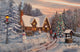 Old Christmas Cottage Poster Print by Dominic Davidson - festive holiday art.