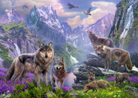 Spring Wolves Poster Print by Jan Patrick showcasing wolves in nature.
