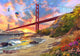 Sunset at Golden Gate Poster Print by Dominic Davidson, vibrant colors, iconic landscape art.