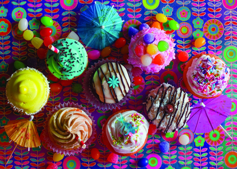 Cupcakes Birdseye View Poster Print by Aimee Stewart showcasing colorful desserts.