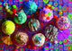 Cupcakes Birdseye View Poster Print by Aimee Stewart showcasing colorful desserts.