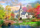 Autumnal Church poster print by Dominic Davidson featuring vibrant fall colors.