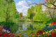 Windmill Lake Poster Print by Dominic Davidson showcasing a tranquil lakeside scene with a windmill.