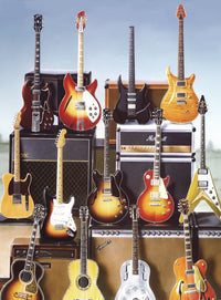 Guitars poster print by Adrian Chesterman showcasing various guitars