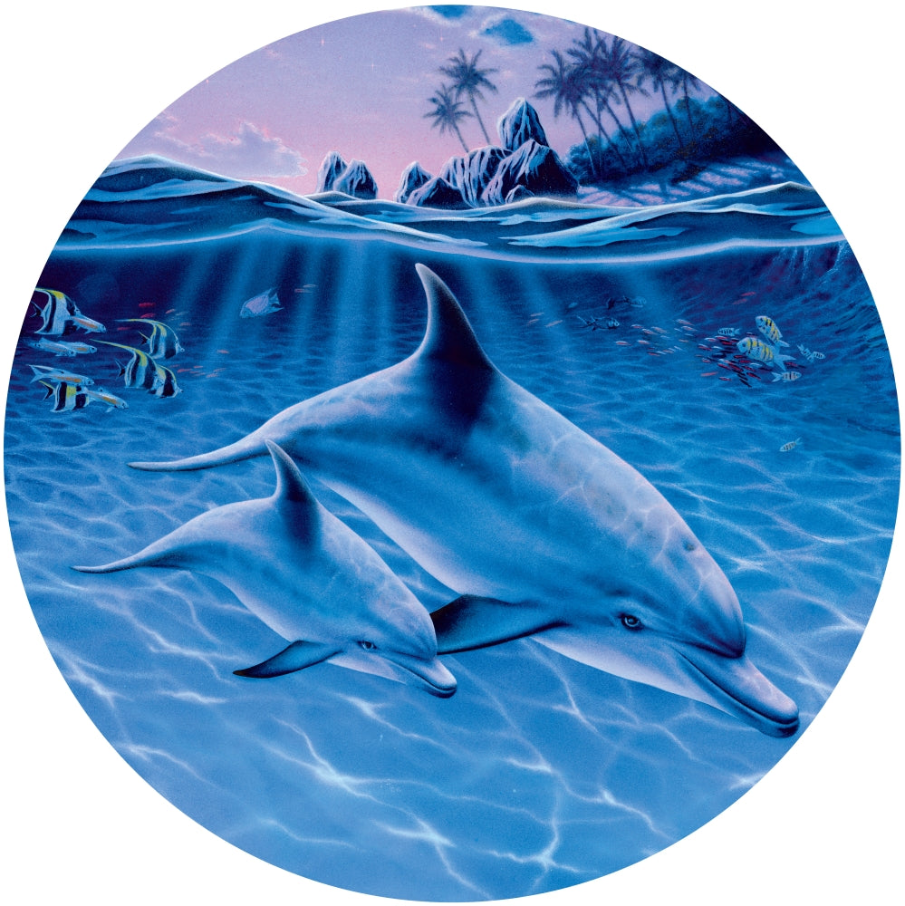 Mother & Baby Dolphin Poster Print featuring marine life by Robin Koni