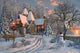 Christmas Cottage Poster Print by Dominic Davidson featuring a cozy holiday scene.