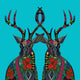 Poinsettia Deer Poster Print by Sharon Turner showcasing festive red flowers and a deer.