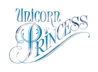 Unicorn Princess logo poster print by Robin Koni featuring vibrant colors and whimsical design.