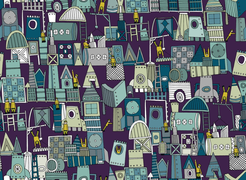 Space Rocket Construction Poster Print by Sharon Turner