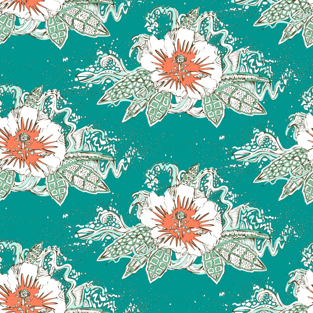 Hibiscus Surf Retro Poster Print by Sharon Turner