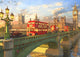 Westminster Bridge Buses Poster Print by Dominic Davidson