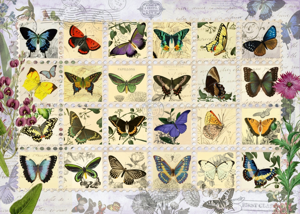 Butterfly Stamps Poster Print by Aimee Stewart with colorful butterfly designs.