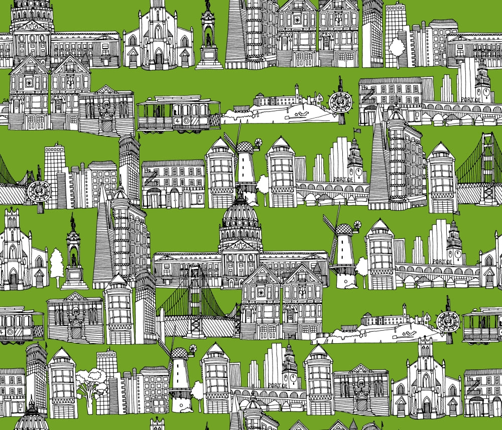 San Francisco Green Poster Print by Sharon Turner showcasing the beauty of the iconic city.