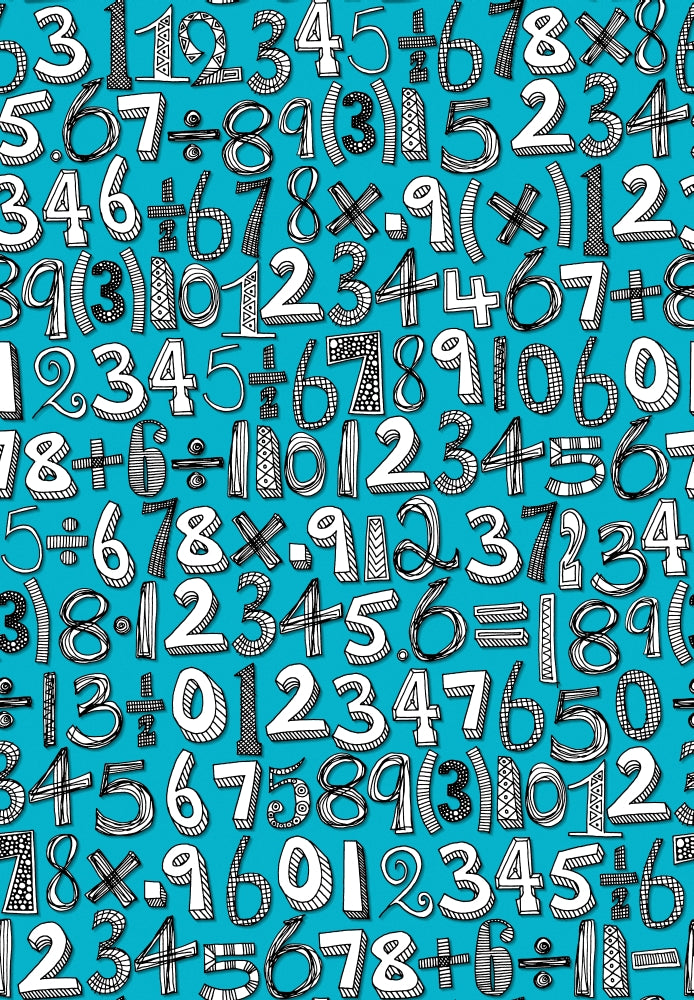 Math Doodle Blue Poster Print by Sharon Turner featuring vibrant blue doodles.