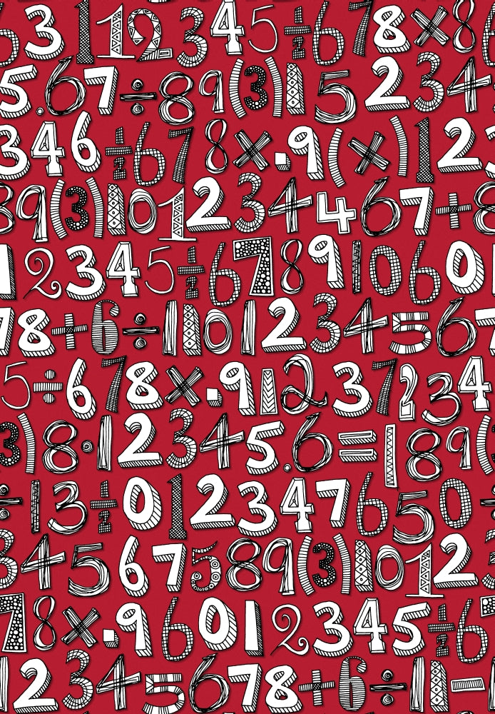 Math Doodle Red Poster Print by Sharon Turner showcasing creative doodles and symbols.