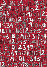 Math Doodle Red Poster Print by Sharon Turner showcasing creative doodles and symbols.