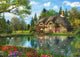 Lake View Cottage Poster Print by Dominic Davidson, serene landscape art