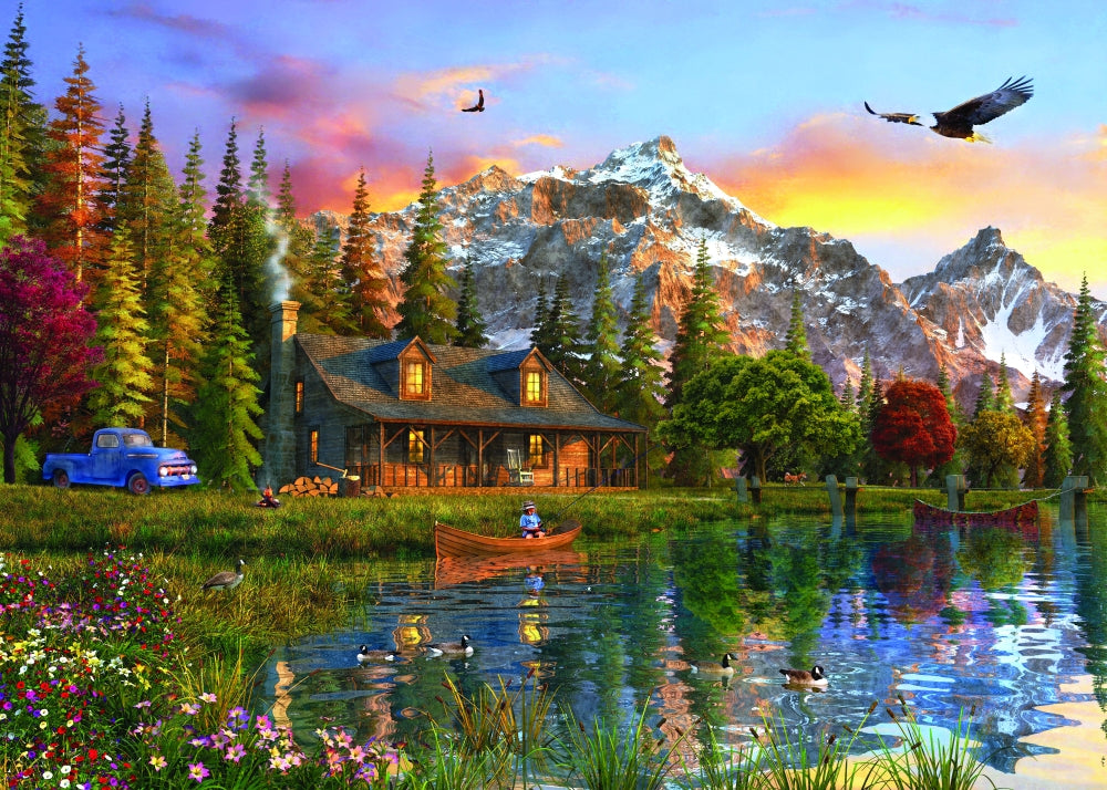 The Old Log Cabin poster print by Dominic Davidson showcasing rustic charm.