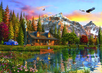 The Old Log Cabin poster print by Dominic Davidson showcasing rustic charm.