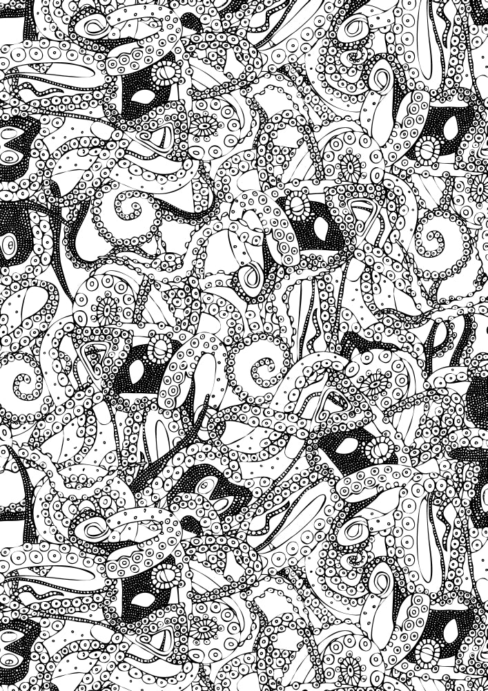 Tentacles Poster Print by Sharon Turner showcasing imaginative artwork.