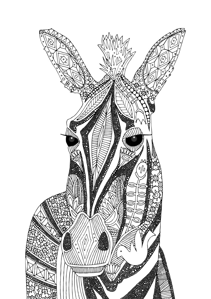 Zebra Love poster print by Sharon Turner featuring vibrant animal artwork.