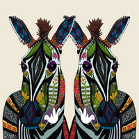 Zebra Love Poster Print by Sharon Turner showcasing a beautiful interaction of zebras.