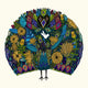 Peacock Garden Poster Print by Sharon Turner showcasing vibrant peacock colors in a lush garden.