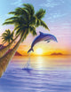 Morning Dolphin Poster Print by Robin Koni, a serene ocean art piece.