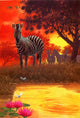 Standing Zebra Poster Print by John Francis, showcasing a detailed zebra illustration.