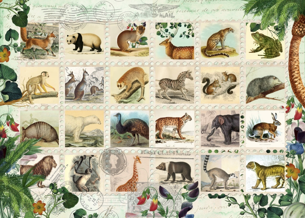 Animal Stamps Poster Print featuring a variety of wildlife designs by Aimee Stewart.