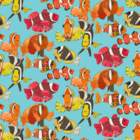Clown Fish Blue Poster Print by Sharon Turner featuring a vibrant clown fish.